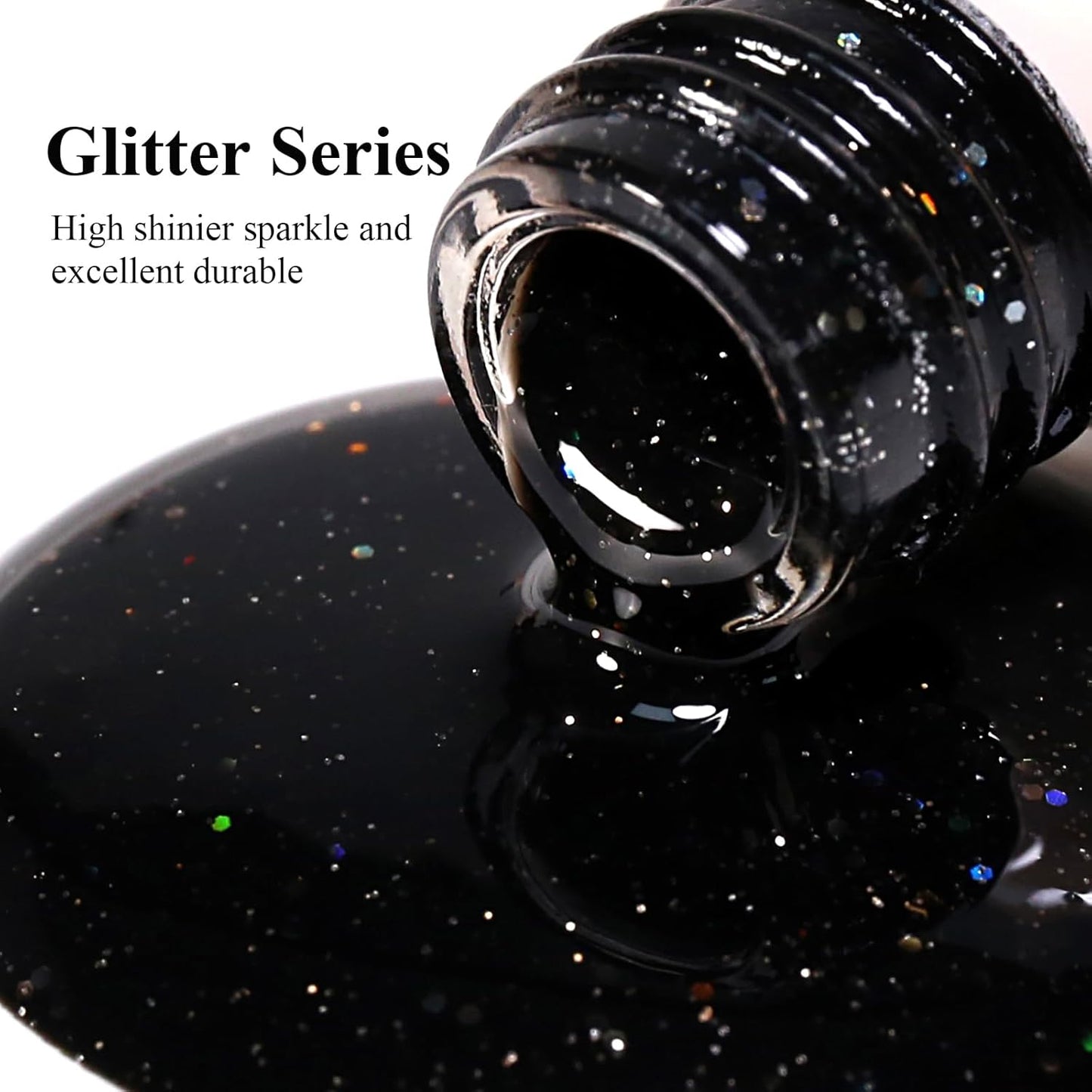 Imtiti Glitter Gel Nail Polish, Black Iridescent Glitter Gel Polish Diamond Shimmer Sparkle Soak Off UV LED Autumn Winter Manicure 10ML-Velvo Beauty