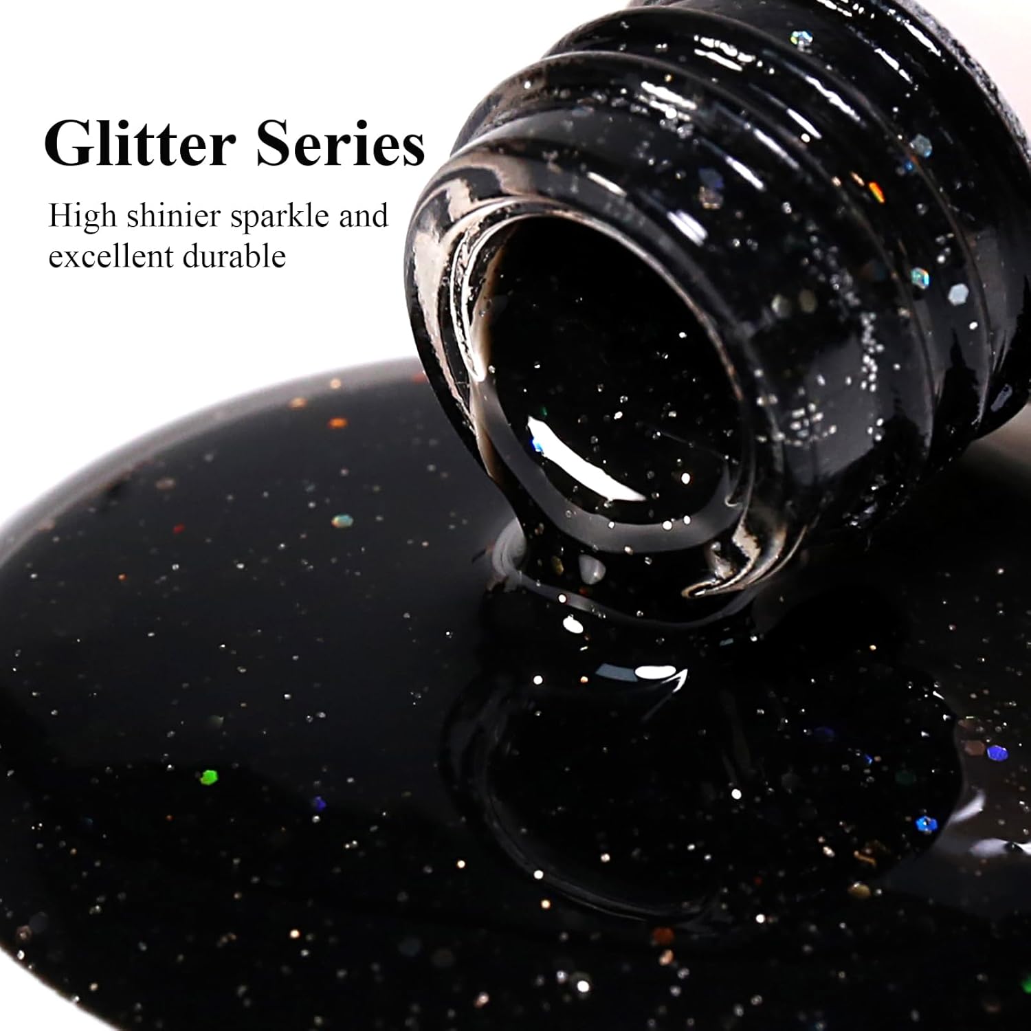 Imtiti Glitter Gel Nail Polish, Black Iridescent Glitter Gel Polish Diamond Shimmer Sparkle Soak Off UV LED Autumn Winter Manicure 10ML-Velvo Beauty