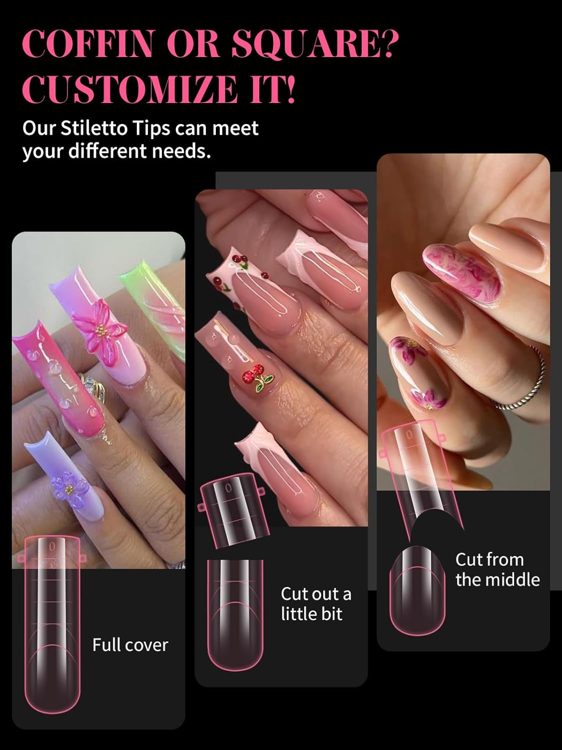 EBANKU Dual Nail Forms for Poly Extension Gel, 150 PCS Pink Nail Molds Reusable 15 Sizes Nail Extension Forms for Builder Gel Manicure Design Salon DIY-Velvo Beauty