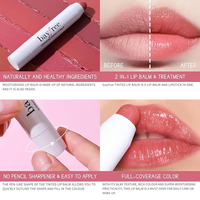 Tinted Lip Balm Plumper, Glossy, Pump Lips, Lightweight, Moisturize & Tint with Jojoba Seed Oil, Vegan Lipbalm Lip Care, Pink Rose-Velvo Beauty