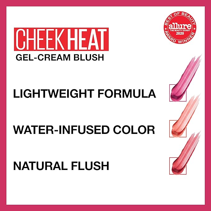 Maybelline Cheek Heat Gel-Cream Blush Makeup, Lightweight, Breathable Feel, Sheer Flush Of Color, Natural-Looking, Dewy Finish, Oil-Free, Nude Burn, 1 Count-Velvo Beauty