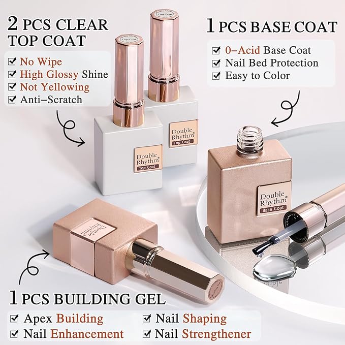 Double Rhythm 28Pcs 0.5Oz Gel Nail Polish Set Same Color Same Bottle Soak Off Gel Polish Kit Nail Art Manicure Salon DIY at Home for Women (Nude Pink Collection-T24-3)-Velvo Beauty