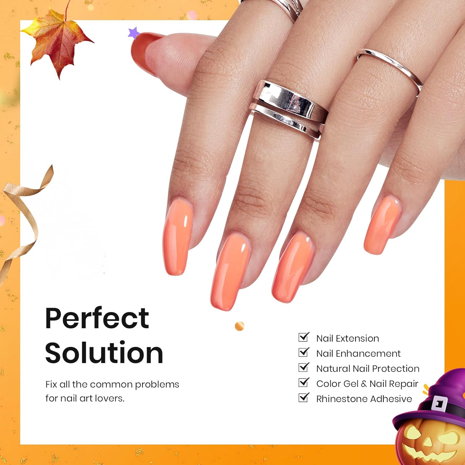 Beetles 3Pcs 15ml Builder Nail Gel with No Wipe Top Coat Gel Nail Polish and Base Coat Halloween Set for Nails Shine Finish and Long Lasting Nail Protection UV/LED Lamp Needed Gift for Women-Velvo Beauty