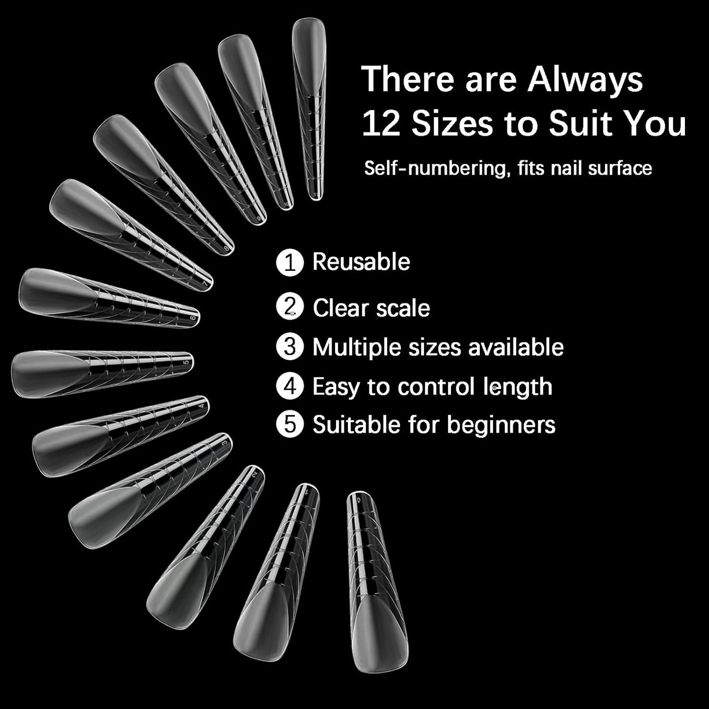 120 Pcs Dual Nail Forms 12 Sizes Half Matte Extension Poly Nail Gel Full Cover Nail Molds With Scale Builder Coffin Nail for Gel Manicure Nail Art Design Salon DIY at Home-Velvo Beauty