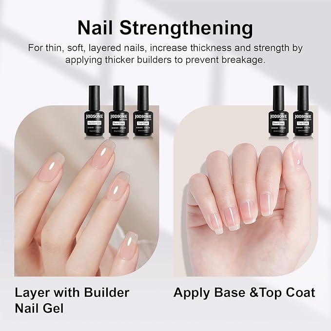 JODSONE 15ML Base Coat Top Coat and Builder Gel 3 PCS Gel Polish for Salon and Home Use-Velvo Beauty