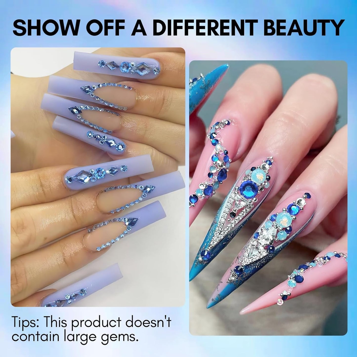 Makartt Blue Nail Rhinestones Flatback Rhinestones Multi-Size Round Crystal Glass Nail Charms Diamonds Nail Jewels for DIY Crafts Makeup Nail Art Supplies Accessories Christmas Gift-Velvo Beauty