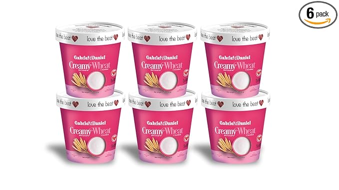 Gabriel & Daniel Organic Instant Creamy Wheat (Farina) Hot Cereal Cup – Non-GMO, Pure and Organic Breakfast Cereal – Rich in Iron & Vitamin C for a Nourishing and Quick Meal – Smooth & Creamy Texture (Pack of 6)-Velvo Beauty