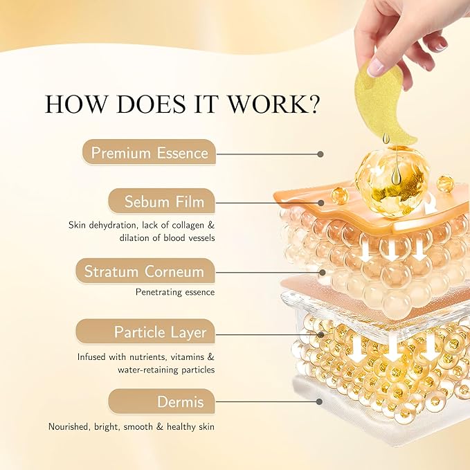 Under Eye Patches, Gold Eye Masks for Dark Circles and Puffiness Anti-Wrinkle Moisturizing Anti-Aging Under Eye Bags Skin Care Treatment Pads Revitalizes & Tightens Eye Area(60PCS)-Velvo Beauty