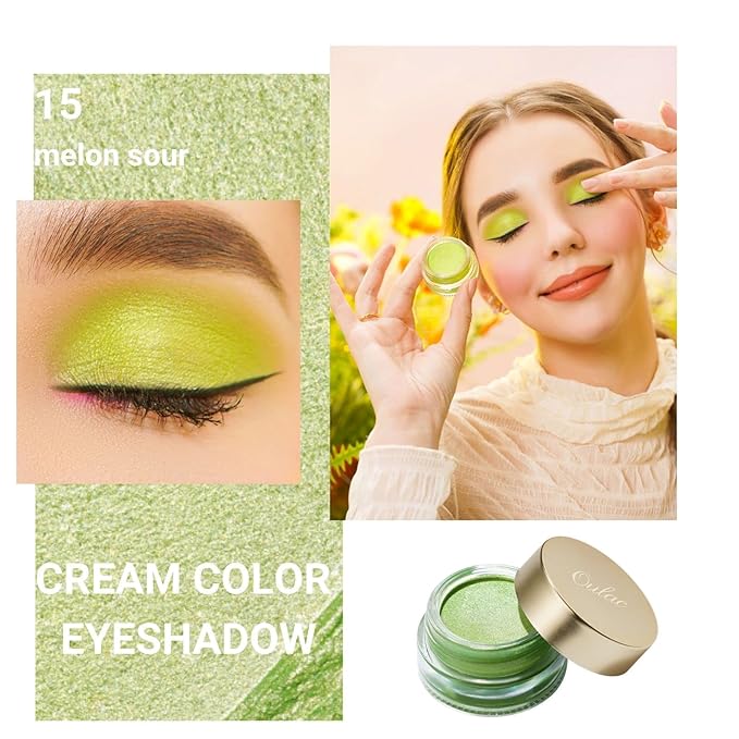 Oulac Lime Green Eyeshadow-Green Glitter Eyeshadow Highly Pigmented Waterproof & Long Lasting for Women with Moisturizing Formula. Multi-use for Highlighter. 6g (15)-Velvo Beauty
