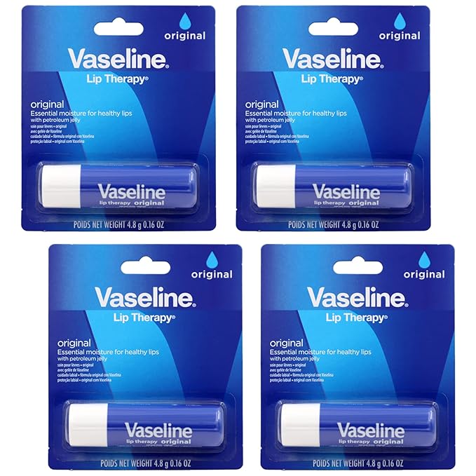 Vaseline Lip Therapy Care Original, Fast-Acting Nourishment, Ideal for Chapped, Dry, Cracked, or Damaged Lips, Lip Balm, 0.16 Ounce (Pack of 4)-Velvo Beauty