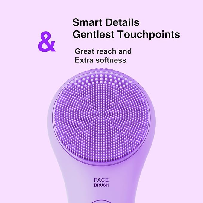 NgraCoola CLIE Facial Cleansing Brush - Waterproof & Rechargeable Face Scrubber for Men & Women, Cleansing, Exfoliating & Massaging - Violet-Velvo Beauty