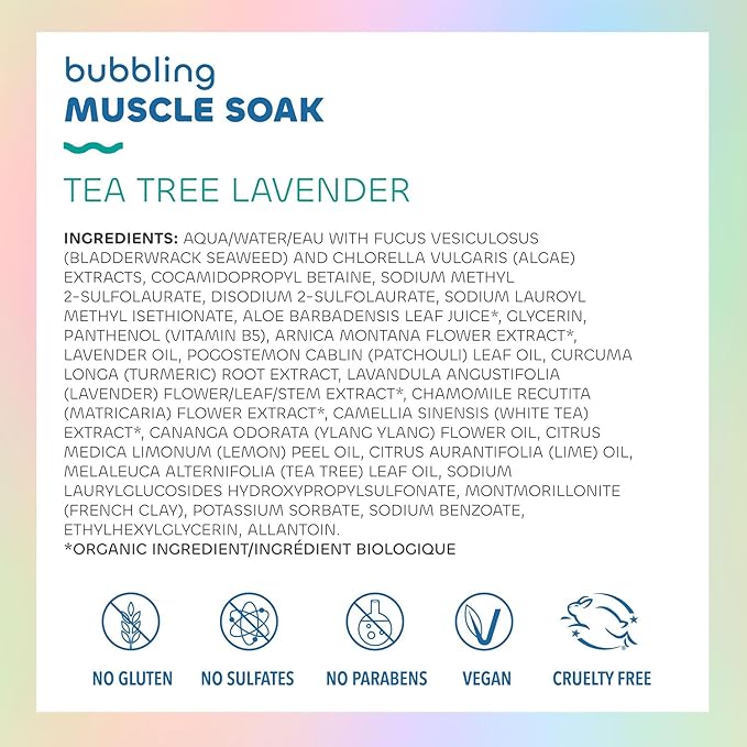 Seaweed Bath Co. Bubbling Muscle Soak, Tea Tree Lavender Scent, 12 Ounce, Sustainably Harvested Seaweed, French Sea Clay, Arnica-Velvo Beauty