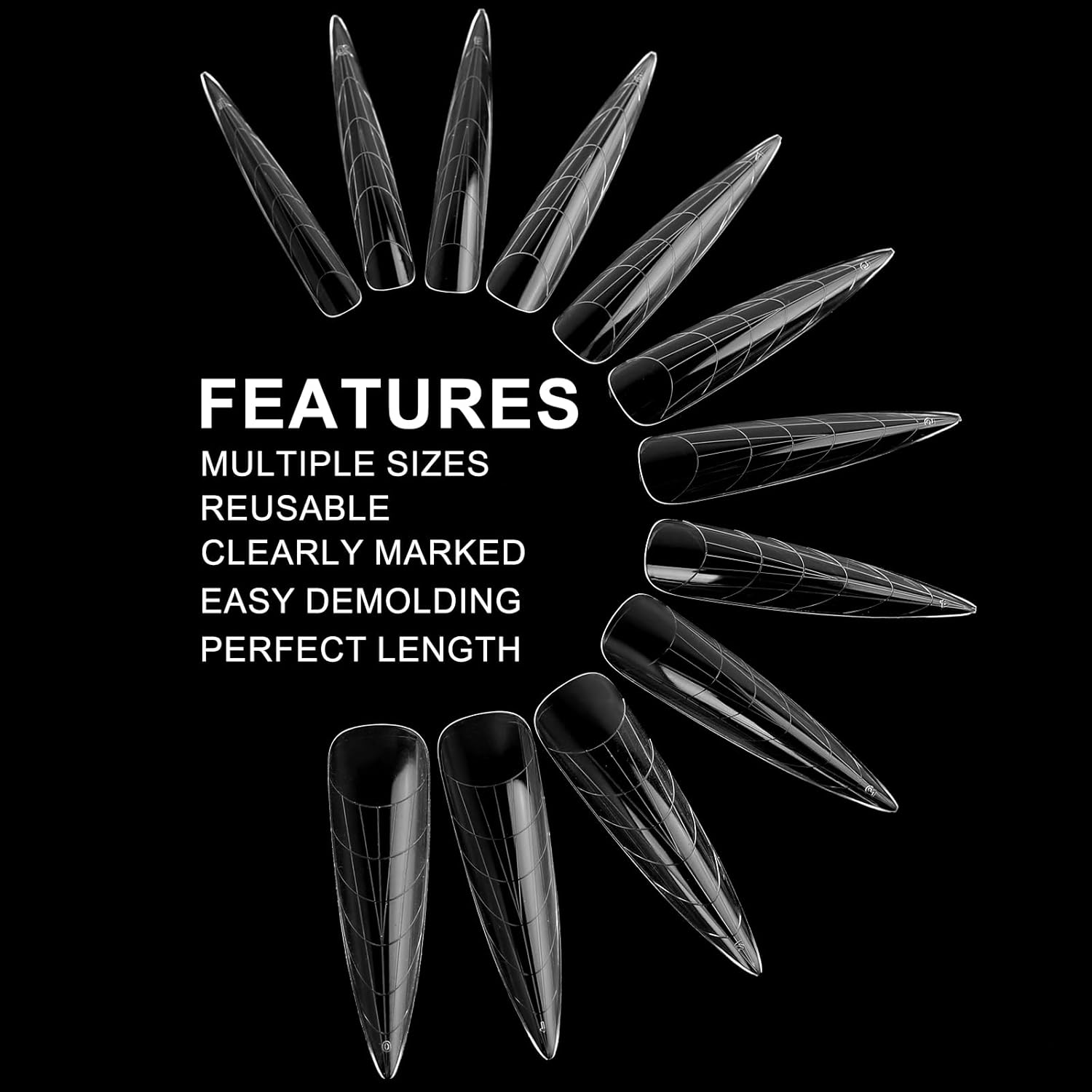 120Pcs Dual Nail Forms,Long Almond Extension Poly nail gel Nail Forms Full Cover Reusable Nail Molds 12 Sizes for Solid Nail Gel Glue Nail Art Design Salon&DIY(Extra Long Almond)-Velvo Beauty