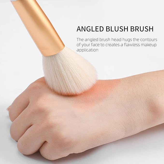 DUcare Angled Blush Brush, Fluffy Blush Brush for Cheeks, Multi-Purpose Face Makeup Brushes for Cream, Liquid Or Powder, Bronzers, Vegan & Cruelty-Free-Velvo Beauty
