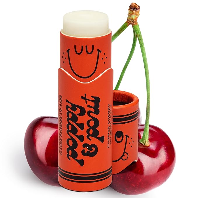 Poppy & Pout Kids Jumbo Lip Balm | All Natural Lip Balms & Moisturizers | Hydrates with Beeswax, Vitamin E, Organic Coconut Oil | Cruelty-Free | Lip Balm in Recyclable Cardboard Tube (Chipper Cherry)-Velvo Beauty
