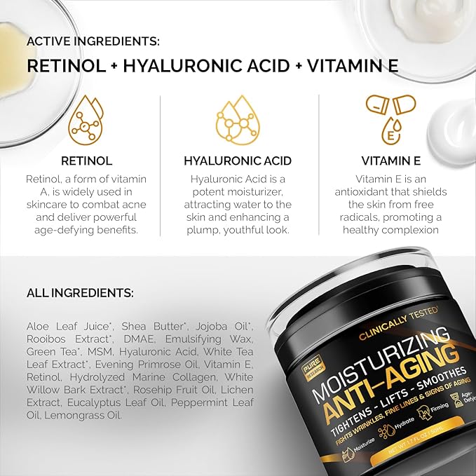 Men's Face Cream Moisturizer - Anti-Aging Cream For Men, Collagen, Retinol & Hyaluronic Acid - Day & Night - Facial Skin Care- Anti Wrinkle 1.7 oz-Velvo Beauty