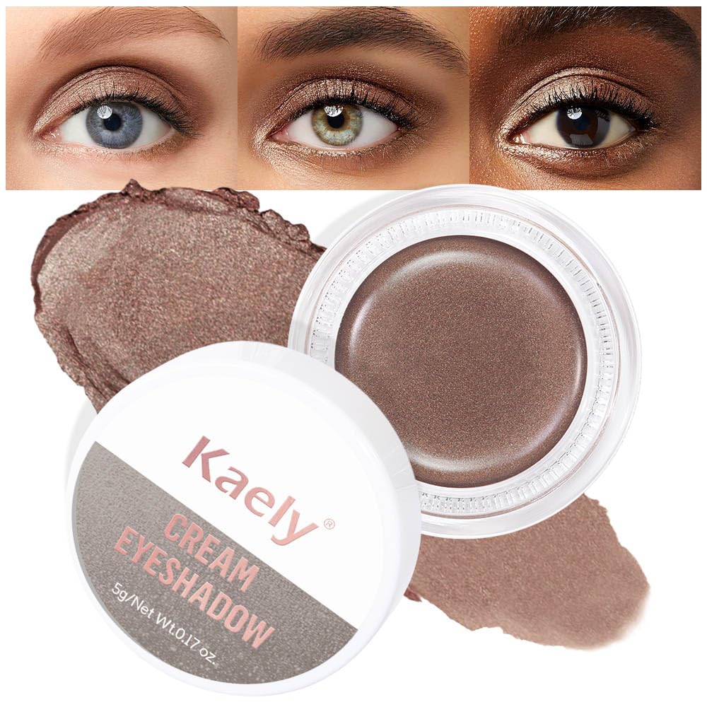 Kaely Single Cream Eyeshadow Pot, Bronze Shimmer Eye Shadow for Older Women High Pigmented Waterproof, Natural Eyeshadow Palette Makeup Brightener, sombras en crema para ojos, Blendable, 20-Velvo Beauty