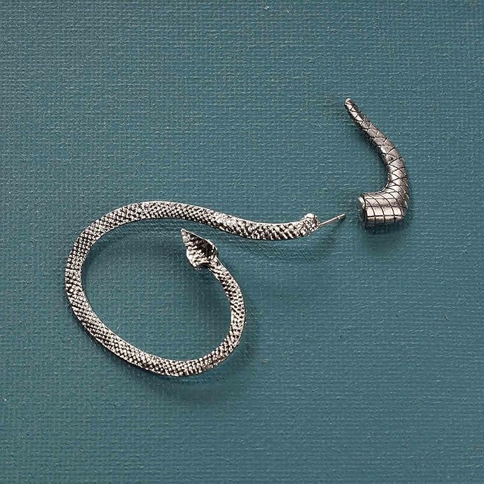 Punk Snake Cuff Earrings Silver Snake Ear Climber Earrings Cartilage Ear Crawler Earrings Gothic Serpent Clip on Wrap Earrings Jewelry for Women-Velvo Beauty