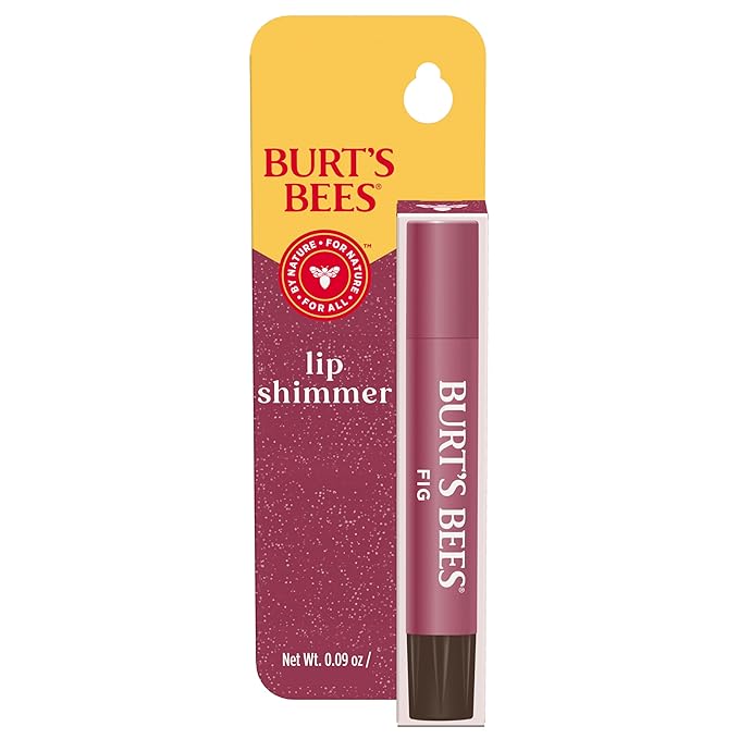 Burt's Bees Shimmer Lip Tint, Tinted Lip Balm Stick, Moisturizing for All Day Hydration with Natural Glowy Pigmented Finish & Buildable Color, Fig, 1 Tube, 0.09 oz.-Velvo Beauty