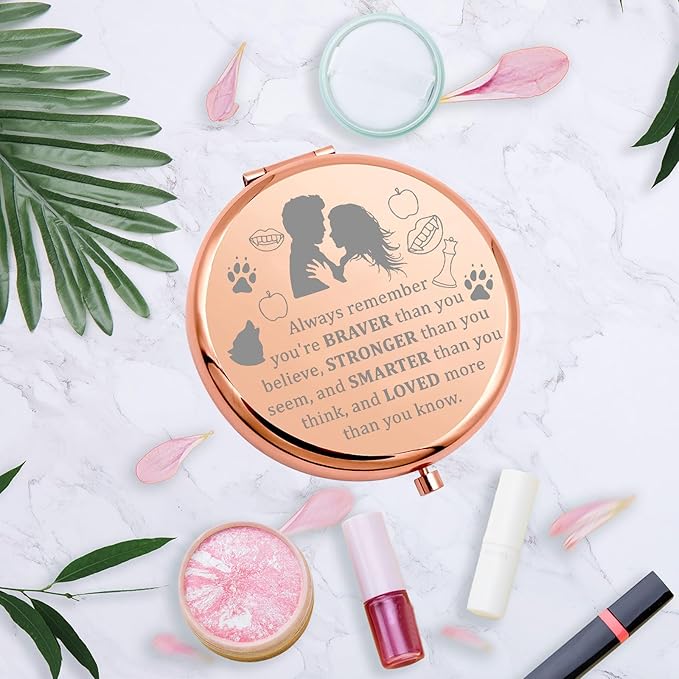 MYOSPARK Twilight Movie Compact Makeup Mirror Edward and Bella Fans Gift Vampire Fans Gift Movie Inspired Gift Fandom Gift (Twilight AMirror)-Velvo Beauty