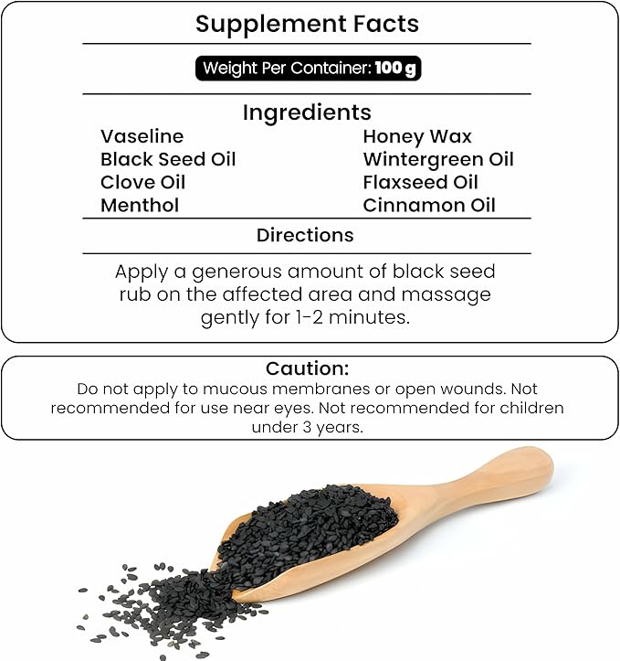Black Seed Rub | Infused with Soothing Properties | Crafted to Provide Comfort to Joints, Muscles, Shoulders and Beyond | 3.5 oz.…-Velvo Beauty