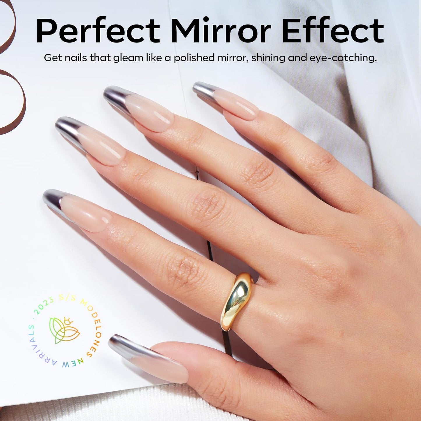 modelones Chrome Nail Powder 4 pcs, White Pearl Nail Chrome Powder, Iridescent Aurora Glitter Mermaid Silver Metallic Mirror Holographic Effect Pearlescent Pigment Dust Kit Resin Craft-Velvo Beauty