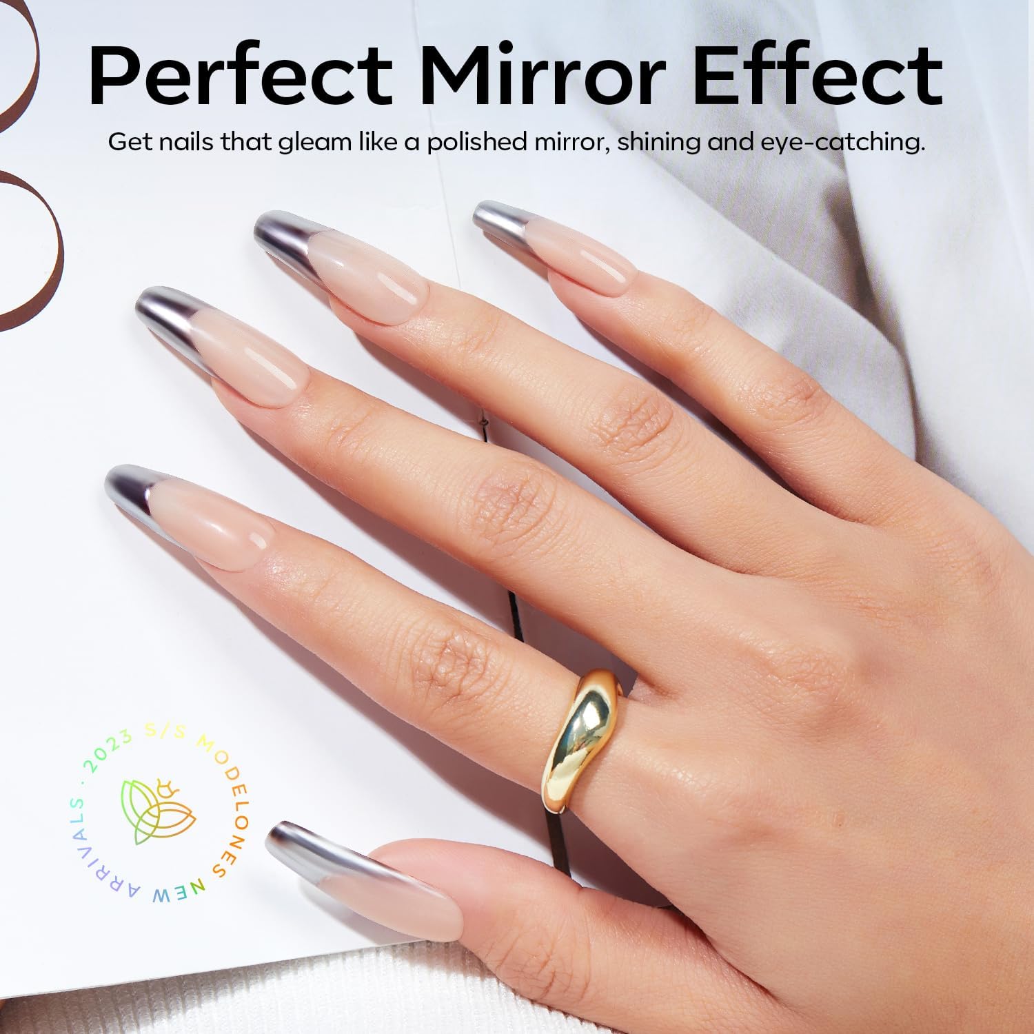 modelones Chrome Nail Powder 4 pcs, White Pearl Nail Chrome Powder, Iridescent Aurora Glitter Mermaid Silver Metallic Mirror Holographic Effect Pearlescent Pigment Dust Kit Resin Craft-Velvo Beauty