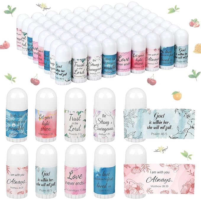72 Pcs Mini Lip Balm Bulk Gift, 8 Flavors, Christian Themed, Moisturizing for All Skin Types-Velvo Beauty