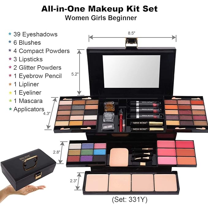 M 58 Color Professional Makeup pallet, Makeup Kit for Women Full Kit, All In One Makeup Kit Set, Makeup Gift Set for women girls (331Y)-Velvo Beauty