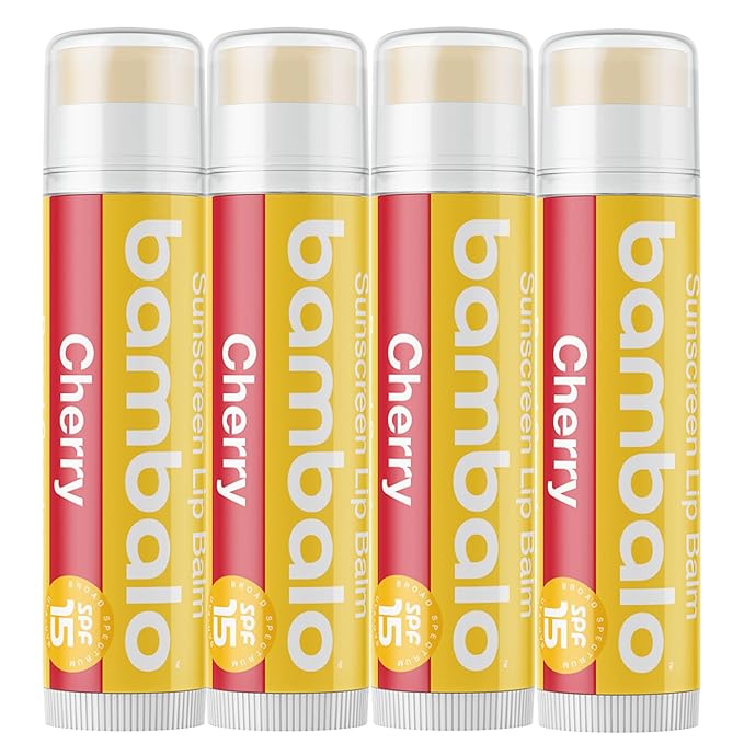 4-Pack Cherry SPF 15 Lip Balm - Organic Ingredients, Broad Spectrum UVA/UVB Protection - Hydrating & Moisturizing, USA Made-Velvo Beauty