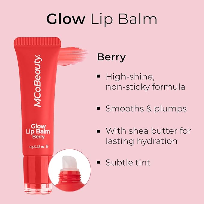 MCoBeauty Glow Lip Balm, Berry, Nourishing Tint for Luscious Lips, Vegan, Cruelty Free Cosmetics-Velvo Beauty