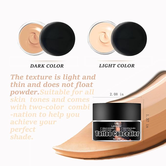 Tattoo Cover Up, Invisible Waterproof Concealer,Long Lasting Professional Skin Makeup Concealer Kit for Body Leg Tattoo, 2 Colors,30gX2-Velvo Beauty