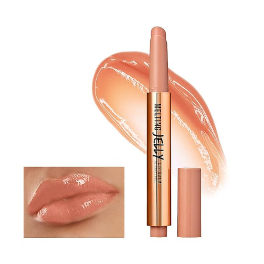 KISS NEW YORK Professional Melting Jelly Lip Balm, High Shine & Moisturizing Lip Stick, Long Lasting, Plumping Effect Look, Non-Sticky & Not Cakey, Easy Application & Natural Coverage (Caramel)-Velvo Beauty