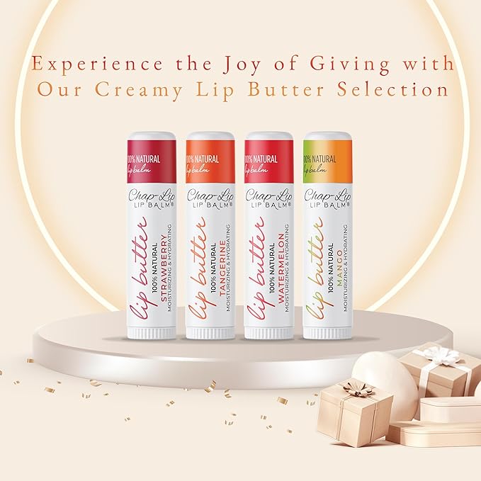 CHAP-LIP 100% All Natural Lip Balm Hydrating Bulk Chap Stick with Fruit Flavors, Coconut Oil, and Cocoa Butter - Lip Therapy Pack for Men and Women - Gift Set Made in the USA, 60 Pack-Velvo Beauty