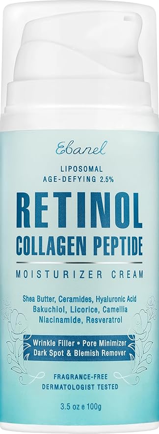 Ebanel Retinol Cream for Face 3.5 oz, Moisturizer with Collagen, Peptides, Ceramides, Hyaluronic Acid, Vitamin C & B5, Firming Anti Aging Face Cream for Wrinkles, Fine Lines, Dark Spots, Day & Night-Velvo Beauty