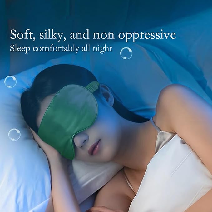 Silk Eye mask for Sleeping Light Blocking for Bedroom, Plane Travel Satin Sleep mask Women Mens,Blackout to Help You deep Sleep (Green)-Velvo Beauty