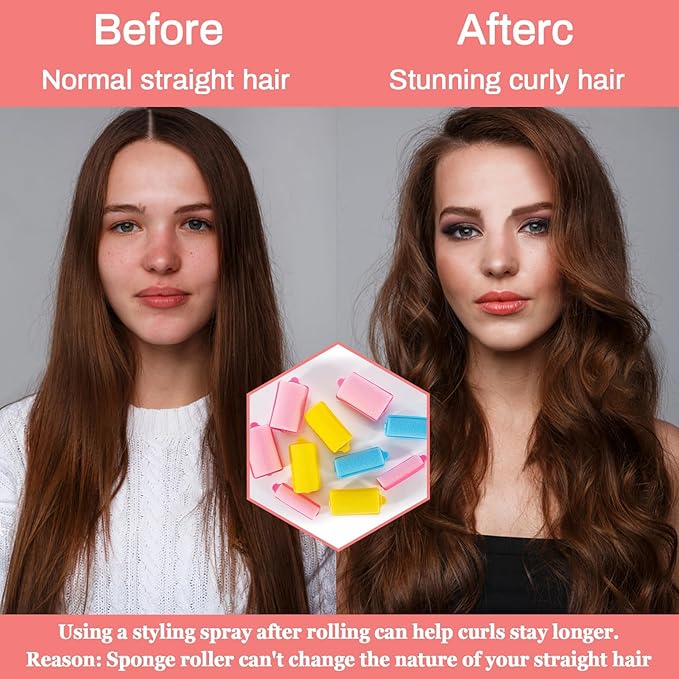 36PCS Foam Hair Rollers - Sponge Rollers for Heatless Hair Curler for Short/Long Curling Sleep rolos para cabello Jumbo Large Sponge Curlers Soft Sleeping Thin Hair Curl Overnight rulos-Velvo Beauty