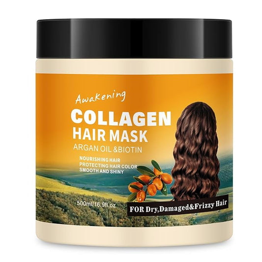 Hair Mask Deep Treatment Conditioner Collagen Protein Argan Oil Biotin Repair For Dry Damaged Frizzy Curly All Hair Types(16.9 Fl Oz/500ml) (collagen)-Velvo Beauty