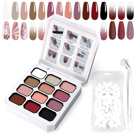 Gradient Painting Gel, 12 Colors Ombre Gel Nail Polish with 100Pcs Nail Sponges&Tweezers for Pigmented Pat Aura Nails, French Manicure, Long-lasting Kit Velvet Sonnet-Velvo Beauty