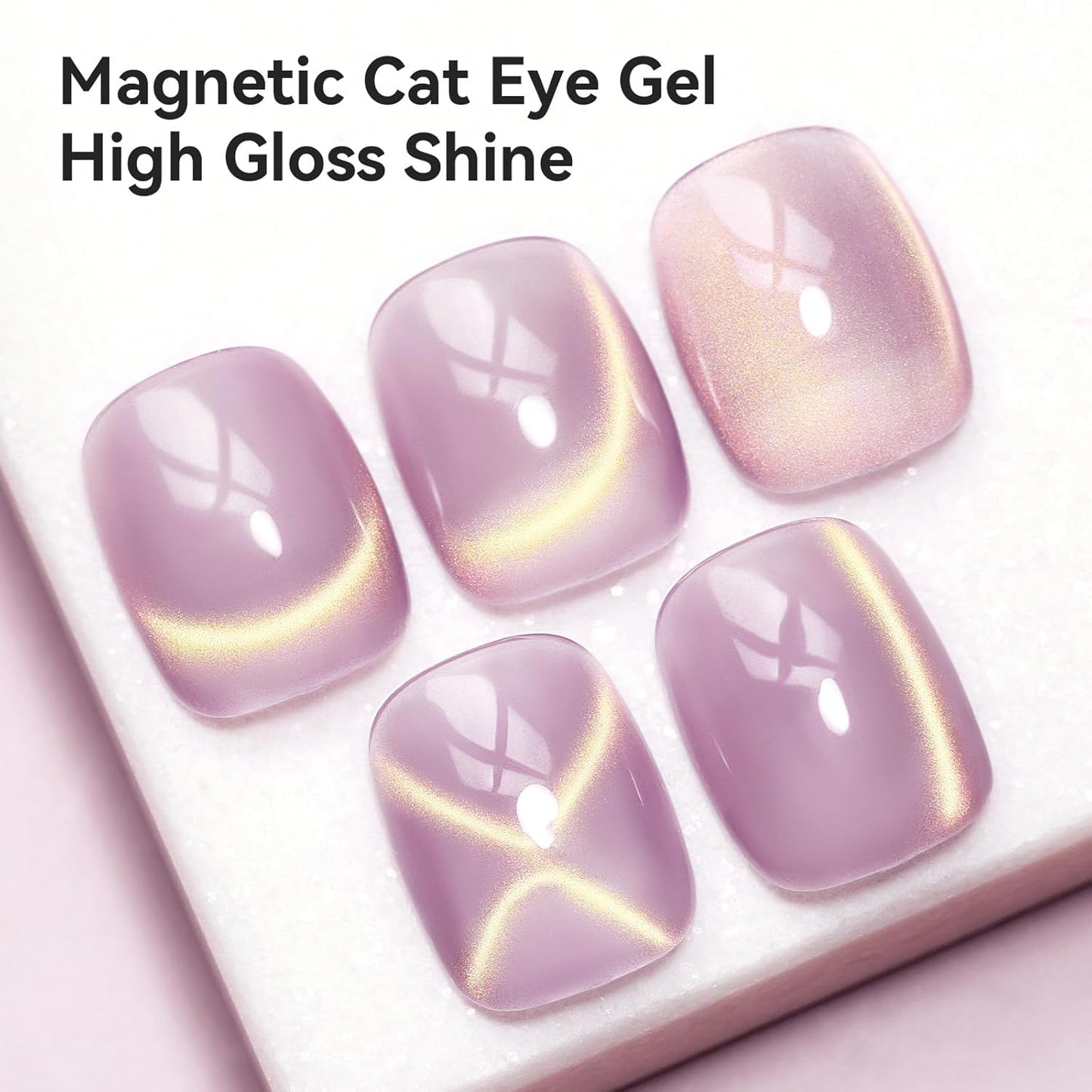 Cat Eye Gel Polish Light Purple Glass Jelly Magnetic Nail Polish Gel Smoothie Glitter Gloss Shine Mauve Color Velvet UV Gel Polish For Nail Art Manicure DIY At Home 12ml-Velvo Beauty