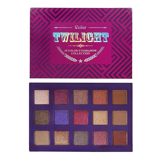 Cosmetics - Twilight, 15-Color Eyeshadow Palette, Highly Pigmented, Long-Wearing, Easy-to-Blend, Blue & Purple Matte, Metallic & Shimmer Eye Shadow, Professionally Formulated Eye Makeup-Velvo Beauty