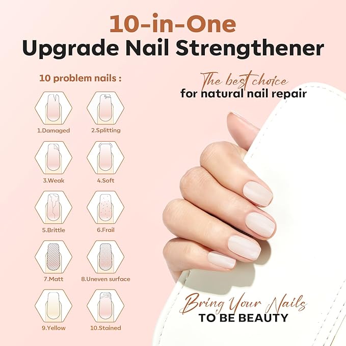 modelones Nail Strengthener, Milky White Nail Polish Natural Nail Concealer Foundation Air Dry Nail Growth Polish for Damaged Nails Imperfection Masking Gifts for Women 15ml-Velvo Beauty