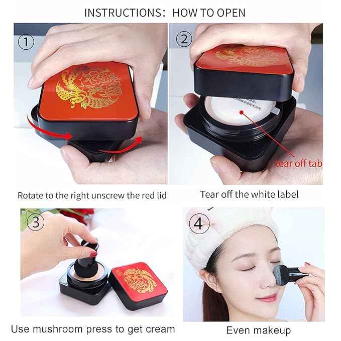 Mushroomhead Air Cushion CC Cream Flawless Foundation Natural BB Full Coverage Blemishes Long Lasting Waterproof,Multi-Function Beauty With Brush (-Velvo Beauty