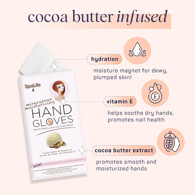 SpaLife Moisturizing Hand Gloves and Foot Sockies Bundle - 4 Hand Gloves & 4 Foot Sockies Set for Hydrating Dry, Cracked Hands and Feet - Repairing Skincare Mini Gift Set-Velvo Beauty