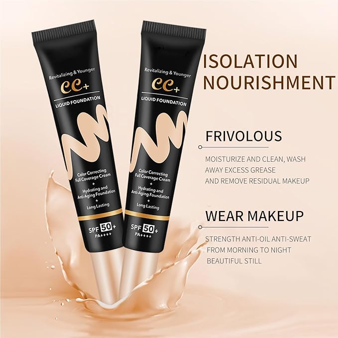CC Cream Tinted Moisturizer with SPF 50, Color Correcting CC Cream, CC Cream Foundation Full Coverage Correcting Skin Tone, Cover Blemish, Hydrating & Long-Lasting Matte CC Cream (Natural)-Velvo Beauty