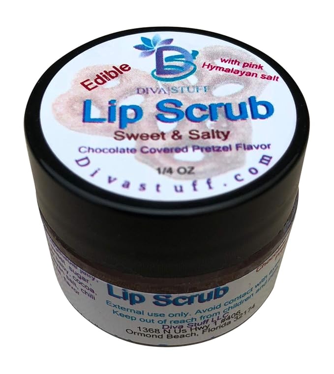 Diva Stuff Ultra Hydrating Lip Scrub for Soft Lips, Gentle Exfoliation, Moisturizer & Conditioner, Chocolate Covered Pretzel – ¼ oz (Made in the USA)-Velvo Beauty