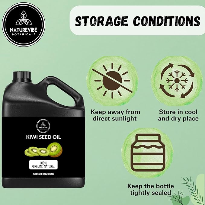 Naturevibe Botanicals Kiwi Oil 32 Ounces | 100% Pure and Natural | Great for Skin Care and Hair Care-Velvo Beauty