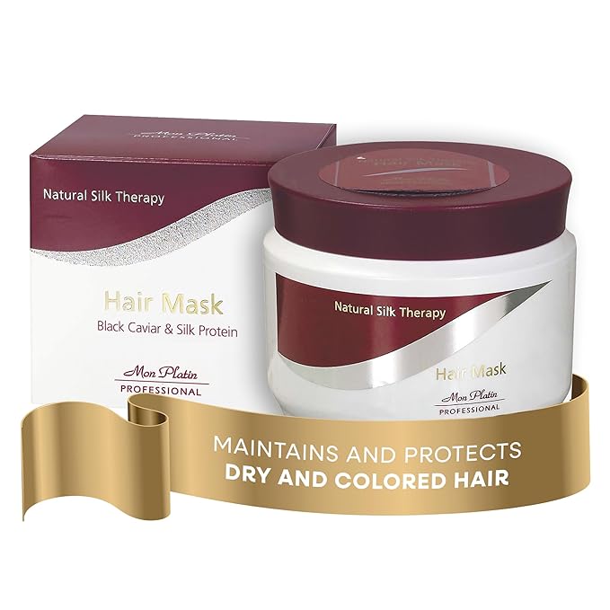 Mon Platin Professional Hair Mask, 500ML - Deep Conditioning for Dry, Colored, Damaged Hair with Black Caviar & Natural Silk Protein, SLS/Salt Free-Velvo Beauty