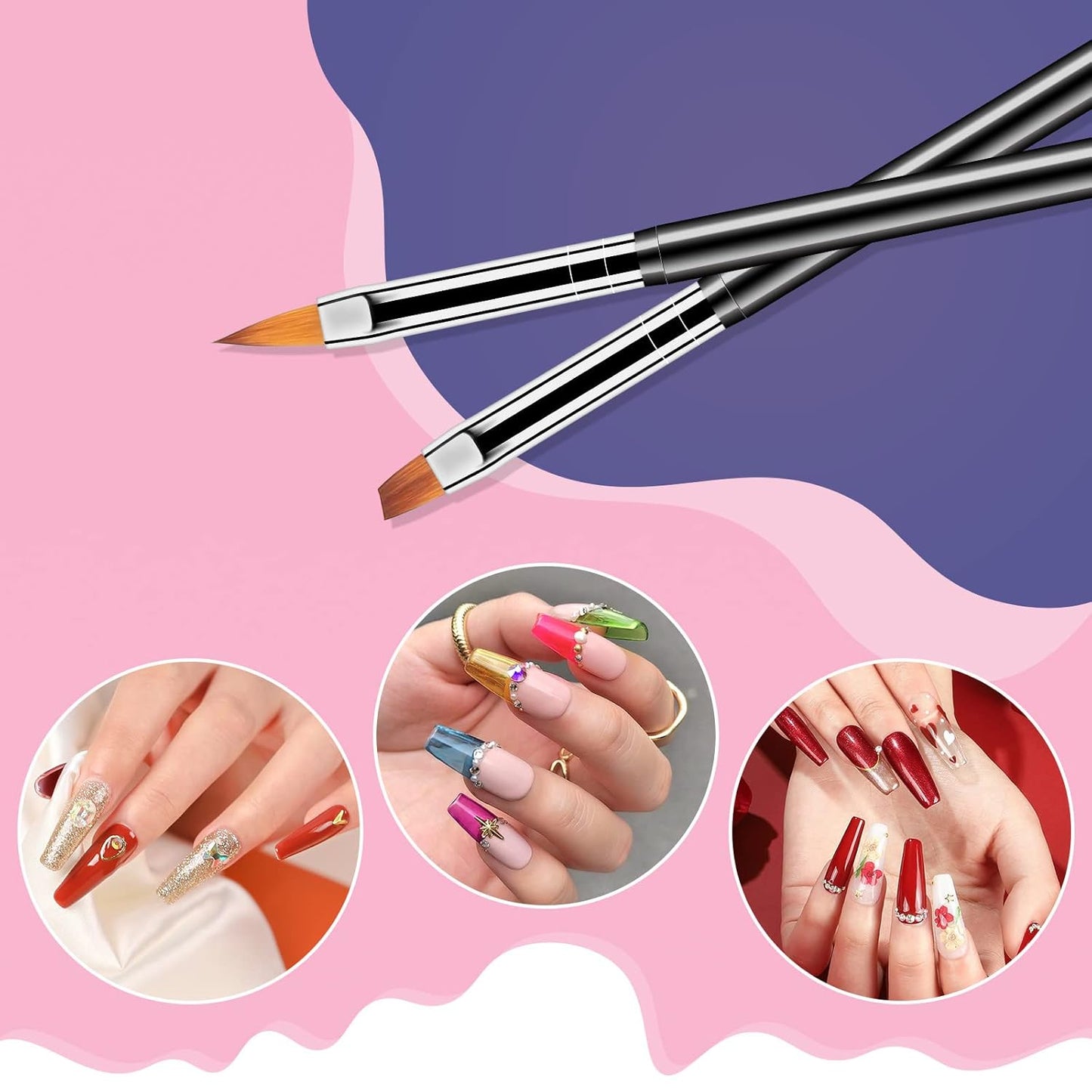 Artdone Nail Dotting Tools 6PCS Double-ended Nail Art Brushes Kit Nail Art Gel Polish Liner Brushes Design Pen For Nail Drawing And Nail Paint Brushes Small Detail Brushes-Velvo Beauty
