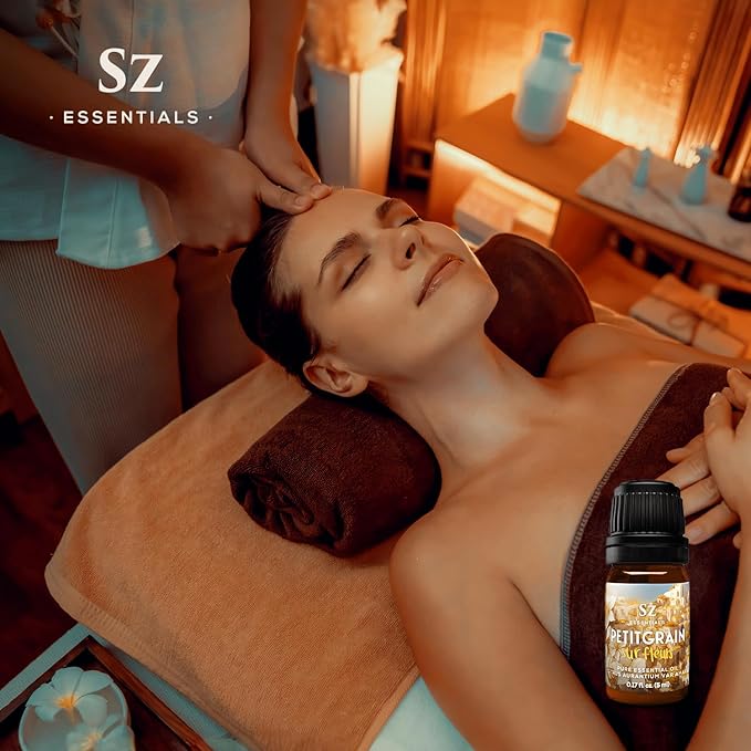 Petitgrain Sur Fleurs Essential Oil - 100% Pure and Undiluted - Extracted from Neroli-Bitter Orange Tree - Citrusy & Woody Scent with Fresh Neroli Floral Overtones - Therapeutic Grade-Velvo Beauty